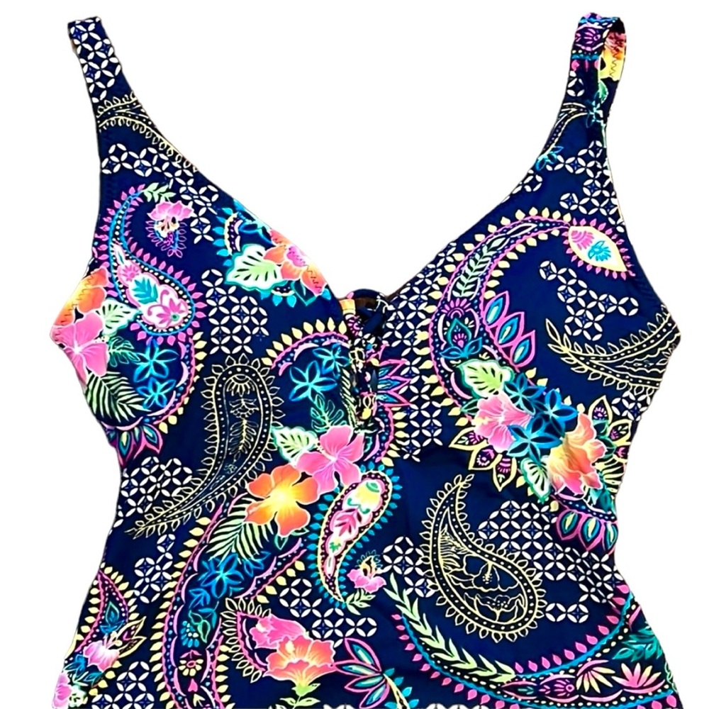 Tommy Bahama Sun Lilies Reversible Lace Back One Piece - Picture 6 of 16